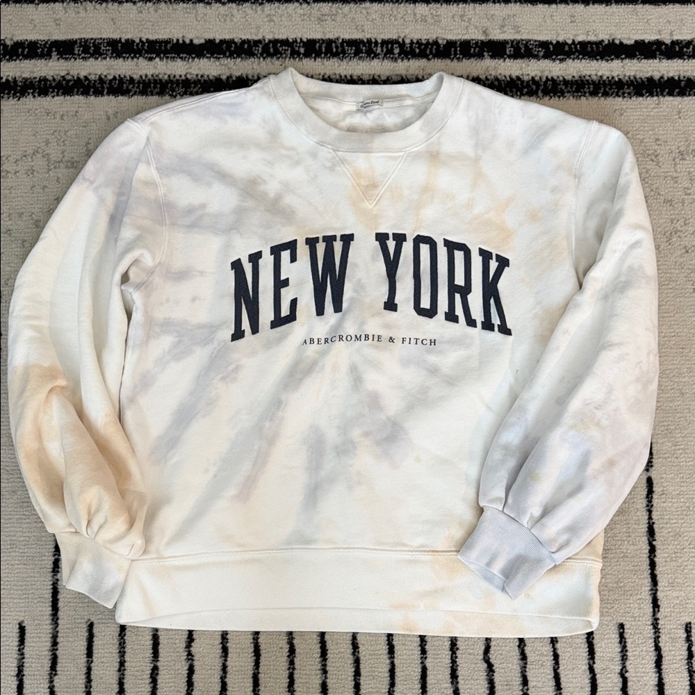 Abercrombie & Fitch Cream Tie-Dye Crewneck Sweater